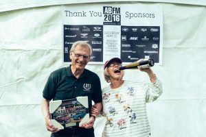 Larry Paterson and his wife Linda LeGeyt celebrate their win for Best Debuting Restoration under $50K. Photo: Jeremy Stewart.