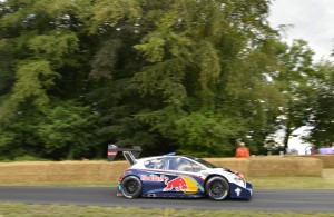 Sebastien Loeb, driving a Peugeot 208 T16,  wins the Sunday shoot-out to end the event as its fastest driver.