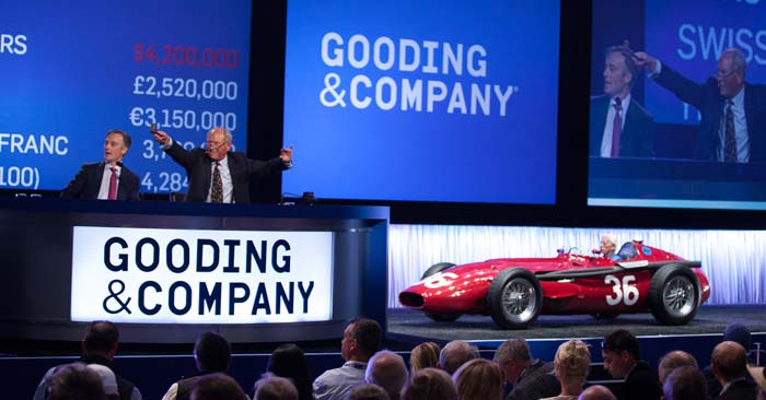1956 Maserati 250F (sold for $4,620,000, a new world auction record)
Image copyright and courtesy of Gooding & Company.  Photo by Jensen Sutta.

