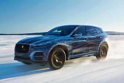 Jaguar F-PACE being tested in extreme cold conditions in Northern Sweden.