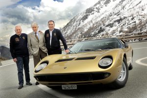 Miura engineers Paolo Stanzani, Marcello Gandini and Gian Paolo Dallara.