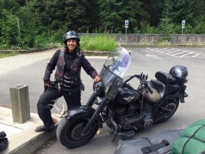 A Harley rider that has ratched up almost 160,000 kilometres on her bike. Photo: Jeremy Stewart