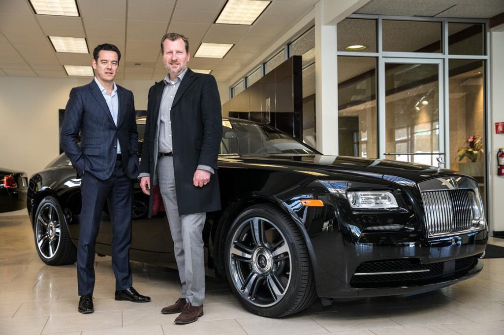 Christian Chia, President & CEO of OpenRoad Auto Group (left) and Mark Maakestad, General Manager of Bentley, Lamborghini and Rolls-Royce Motor Cars Bellevue.