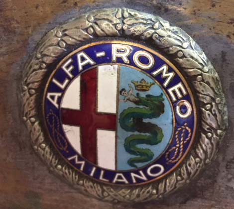 Badge on a 1930s Alfa Romeo. Photo: Joan Stewart.